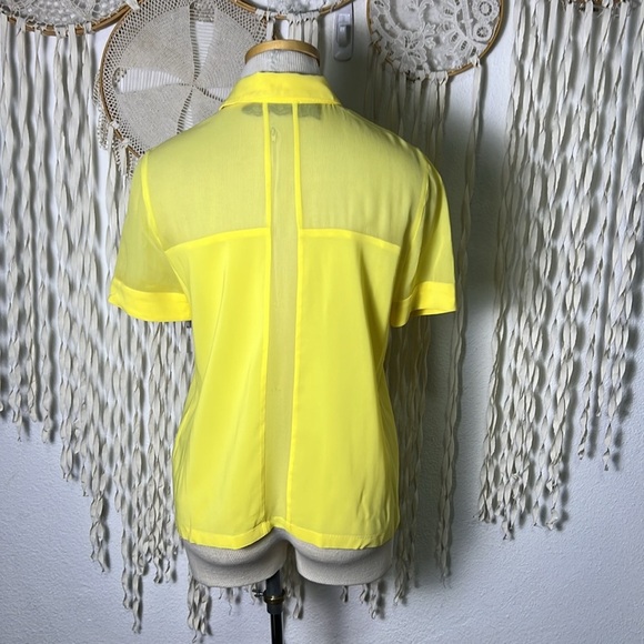 Patrizia Pepe Yellow Silk Short Sleeve Blouse Size 42/US6 - Picture 3 of 15
